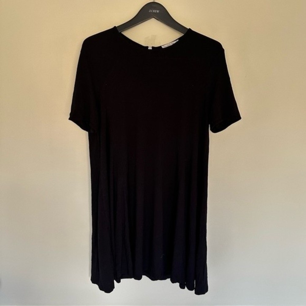 Abercrombie & Fitch Black Short Sleeve Shift Mini Dress Exposed Back Zip Medium